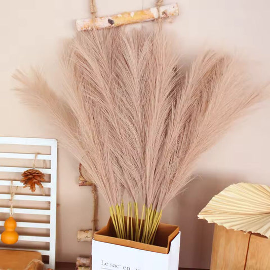 10PC 55CM Fluffy Pampas Grass Boho Decor Flower Fake Plant Reed for Wedding Party Autumn Xmas Home Decoration Artificial Flowers