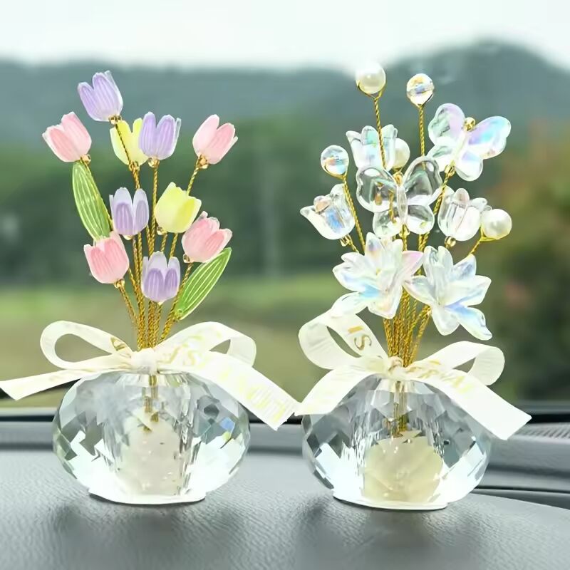 1pc Lucky Crystal Fruit Car Ornament, Elegant Home & Office Decor with Handcrafted Crystal Craftsmanship Car Interior/Bedroom